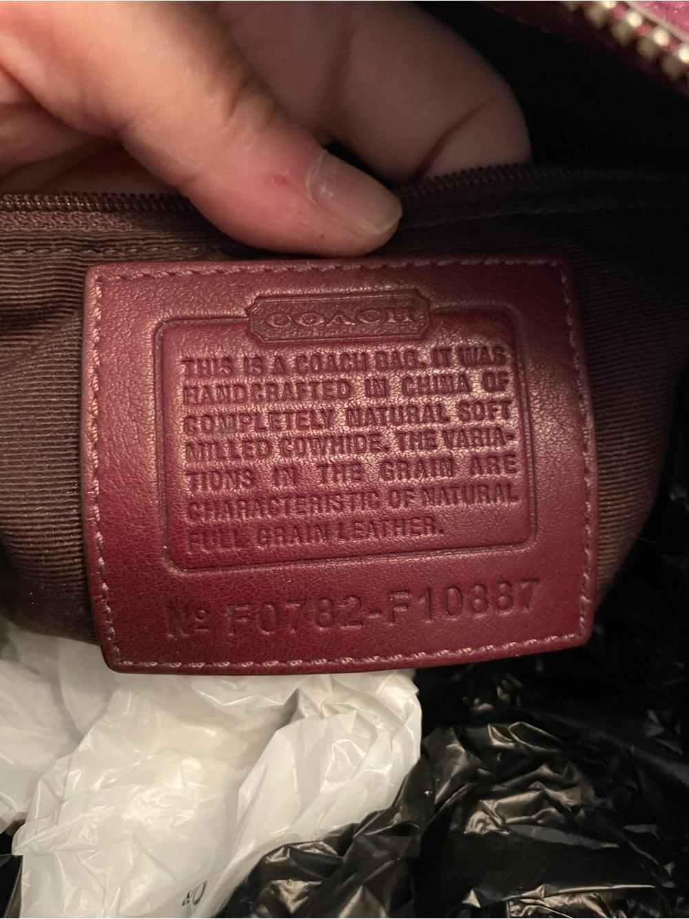 Coach Chelsea Leather Carryall satchel, model #F10887, in a burgundy color - Picture 3 of 13